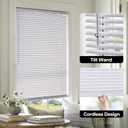 LazBlinds Cordless White 1" Room Darkening Vinyl Mini Blinds, 29" W X 64" H Horizontal Window Blinds for Home, Cordless Shades for Indoor Windows