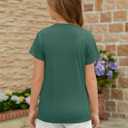 ZDC Girls Short Sleeve T Shirts Kids Summer Basic Tee Crewneck Cute Tops | Cute Tops, Solid Color, School Shirt, 5-14 Years (Green)