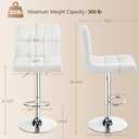 Yaheetech Bar Stools Set of 2, PU Leather Adjustable Swivel Barstools, Armless Hydraulic Kitchen Counter Bar Stool, Kitchen Island Chairs Set of 2, White