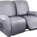 Loveseat Recliner Cover Leather Look Recliner Loveseat Covers Recliner Sofa Cover for 2 Seater Reclining Couch Spandex Fabric Washable 6 Pieces (2 Seater, 01 Marbling)