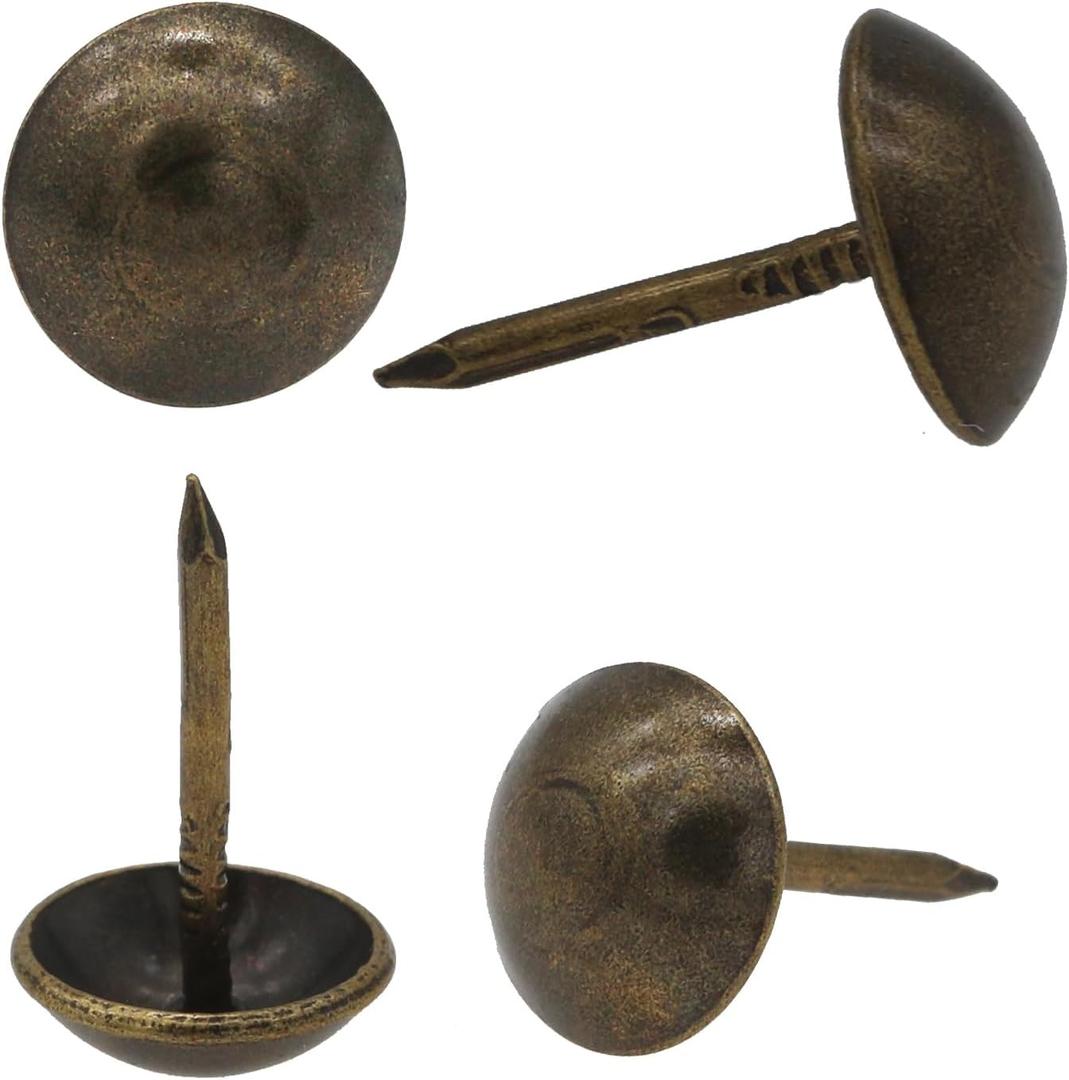Upholstery Tacks for Furniture 7/16" Vintage Furniture Tacks Nails for Upholstery 300pcs Decorative Tack for Furniture DIY Antique Brass Thumb Sofa Nails Furniture Tacks