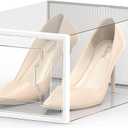 SEE SPRING 12 Pack Shoe Storage Box, Clear Plastic Stackable Shoe Organizer for Closet, Space Saving Foldable Shoe Rack Sneaker Container Bin Holder