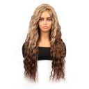 Long Curly Wig For Women, Blonde Mixed Brown Color, 28 inch Long Wavy Wig, Heat Resistant Synthetic Hair Mixed Ombre Blonde For Cosplay Daily Party Use