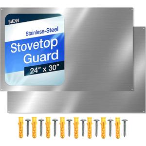 (2 Pack) 24" x 30" Reversible Metal Backsplash Matching screws | Compatible with Broan-NuTone SP3004 - Ultra Flat and Flushed Metal Panel Splatter Guard for Stovetop Easy Installation