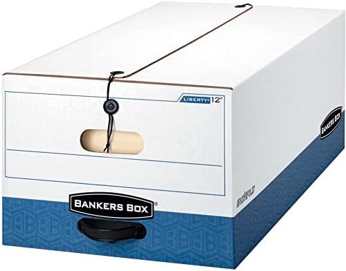 Bankers Box LIBERTY Heavy-Duty Strength Storage Box, Legal, 15" x 24" x 10", White/Blue, count 1