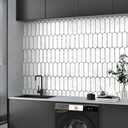 Wallercity 10-Sheets White 3D Kitchen Tiles Peel and Stick Backsplash Glossy Vinyl Tile Stickers Waterproof 12''x12'' Self Adhesive Stick on Backsplash for Bathroom Thick Subway Tile Back Splash