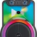 iLive The Show Bluetooth Wireless Party Speaker System, Truly Wireless Stereo, Aux In USB Port, MicroSD Slot, Microphone Input, Color Changing LED Lights, Retractable Pull Handle, Roller Wheels, Black