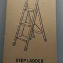 3 Step Ladder,Folding Step Stool with Aluminum Wide Pedal& Convenient Handgrip,330lbs Capacity Steel Ladder for Household and Office(Black &Woodgrain)