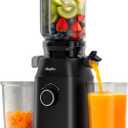 Juicer Machines, Cold Press Juicer with 4.3" Large Feed Chute Fit Whole Fruit and Vegetable, Masticating Machine with Juice Recipe, Self Feeding Effortless for Batch Juicing,Easy to Clean,Black