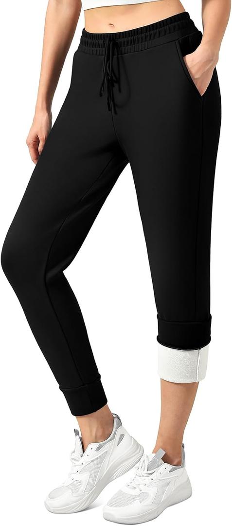 Stanpetix Womens Joggers with Pockets - Lightweight Athletic Sweatpants for Running Yoga Exercise (Black), XL