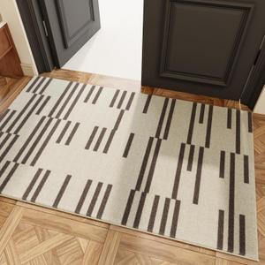 Modern Machine Washable Area Rug 3x5, Spill-Proof Surface, Non-Slip Backing, Cozy Soft Faux Wool, Printed Rug for Entryway, Kitchen, Living Room, Bedroom - Miro