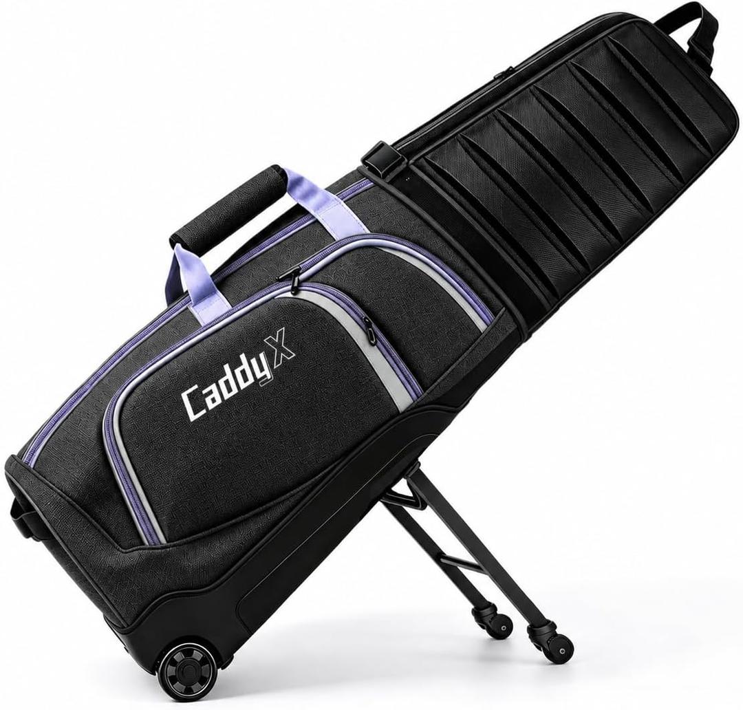 Premium Golf Travel Bag for Airlines with 4-Wheel Hands-Free Rolling & 2-Wheel Pull Mode, Enhanced Head Protection, Reinforced Hard Base, 52 x 13.8 x 13.8 inches