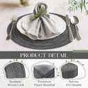 Geosar 100 Pcs Disposable Paper Placemats Cotton Woven Look 13'' Round Placemats Rustic Disposable Table Pads Bulk for Dining Table Decoration Birthday Wedding Bridal Baby Shower Party (Black)