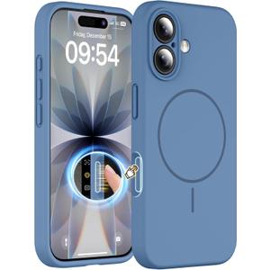 Magnetic for iPhone 17 Case, Compatible with MagSafe, Integrated Silicone Camera Control Cover Protection, 3.0mm Thicken Silicone Phone Cover for 17 6.3", Glass Blue