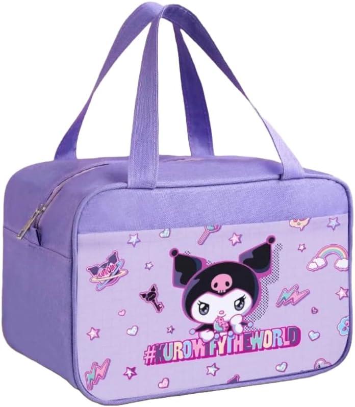 Lunch Bag Cooler Tote Large Insulated Kawaii Leak Proof Food Portable Waterproof Reusable Anime for Work Picnic Travel (Purpleromi)