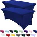 Spandex Table Cover 2 Pack 6Ft Royal Blue Fitted Tablecloths,Washable Wrinkle Resistant Stretch Table Cloth Rectangle for Party Hosting Supplies,Wedding Decorations,Vendor Display,Banquet