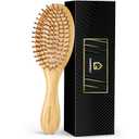 GAINWELL Bamboo Hair Brush for Hair Growth, Natural Bamboo Bristles Detangling Wooden Paddle Hairbrush for Massaging Scalp, for Women Men and Kids, for All Hair Types, with Ergonomic Handle