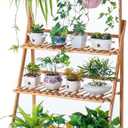 COPREE Bamboo 3-Tier Hanging Plant Stand Planter Shelves Flower Pot Organizer Rack Folding Display Shelving Plants Shelf Unit Holder
