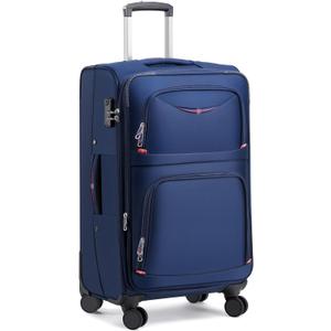 Softside Expandable Luggage with 4 Spinner Wheels, Durable Checked-Luggage Suitcase (Blue, 29-Inch)