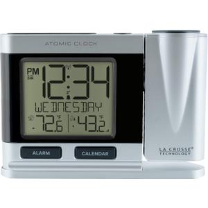 La Crosse Technology 616-12667-INT Silver Atomic Projection Alarm Clock with Temperature