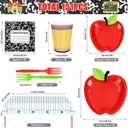 151 Pcs Back to School Party Supplies for 30 Guests, Apple Paper Plates Pencil Cups Composition Book Napkins Forks & Tablecloth, First Day of School Classroom Decorations