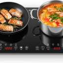 Portable Induction Cooktop 2 Burner - 1800W Double Induction Cooker with 8 Power Settings, 4 Pre-Set Modes, Ultra Thin Design, Sensor Touch Control, Child Safety Lock & Timer | Electric Cooktop, 23 Inch