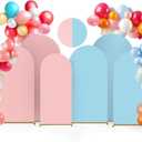 Arch Backdrop Cover, Set of 3 Double Color Wedding Arch Cover Spandex Fitted (7.2ft+6.6ft+6ft),Round Top Chiara Arch Backdrop Cover for Wedding Birthday Party Decoration (Pink + Light Blue)