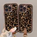 for iPhone 11 Pro Max Case, [Brown Leather Leopard Cheetah Print] [Full-Body Protection] [with Drop-Proof Wrist Strap Lanyard] Soft TPU, Shockproof and Anti-Shock, Suitable for Women & Girls