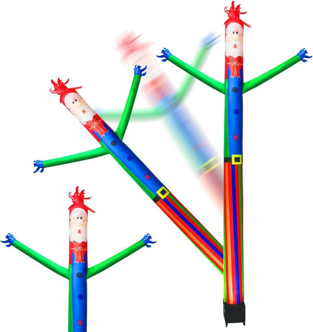 8ft Inflatable Air Waving Tube Dancer with Blower Set, Blow Up Inflate Santa Clause for Christmas Decorations (Santa Claus with Blue Shirt)