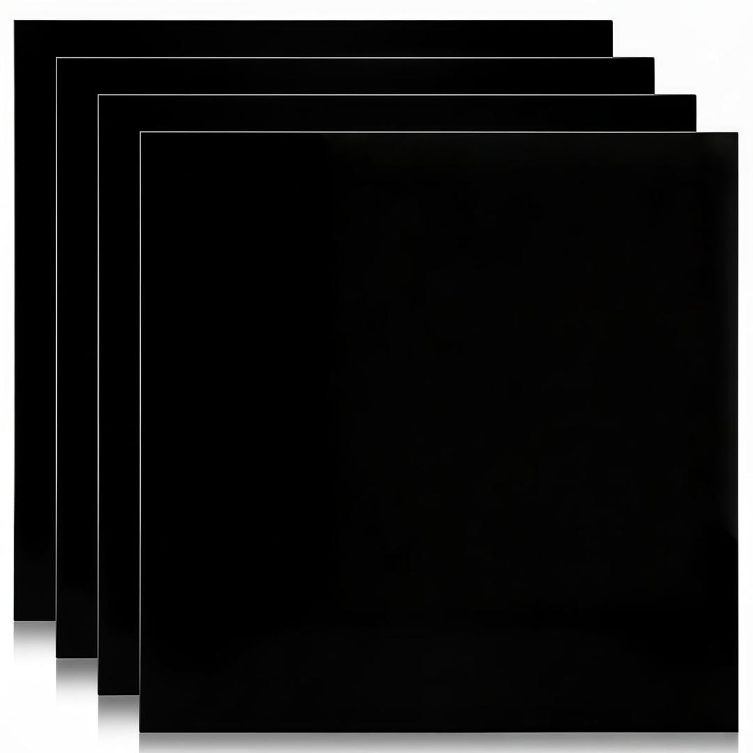 Tlence 4 Pack 12 x 12 x 1/32 (0.03") Inch Anodized Aluminum Sheets, Black 5052 Aluminum Alloy Blanks, 0.8MM Corrosion Resistant Metal Engraving Plate for DIY Crafting, Sign Making, Home Decor