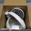 Jucoan 2.3 Quart Vintage Enamel Tea Kettle, Whistling Tea Kettle for Stove Top, Floral Enamel on Steel Teakettle Teapot for Home Kitchen Camping, Gift for Wedding Housewarming Thanksgiving Christmas (White)