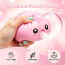 Dumpling Squishy Toy with Bubble Blowing Feature, Squishy Dumpling Stress Relief Toy, Cute Bao Bun Squeeze Toy with Steamer Box, Soft Sensory Fidget Desk Toy Gift (Pink)