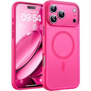 TOCOL for Phone 17 Pro Case, Full Camera Protection, Built-in Magnetic Ring, Compatible with Magsafe Charger, Drop Protection, Translucent Matte Phone Case for Phone 17 Pro 6.3 inch (Hot Pink)