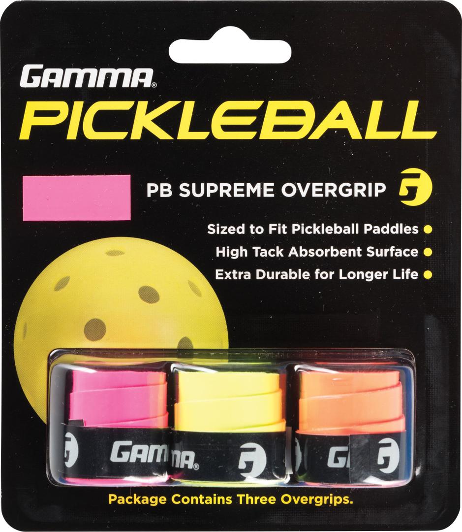 Gamma Pickleball Supreme Overgrip, Easy to Apply Grip Tape for Pickleball Paddles, Badminton, Squash, Padel Racquets, Replacement Tacky Over Wrap Bands, Multiple Color OG (Assorted Neon)