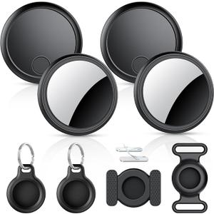Air Tracker Tags-4 Pack, 2025 New [Apple MFi Certified], Bluetooth Tracker Work with Apple Find My (iOS Only), Replaceable Battery Last 2 Years,Item Finder for Luggage/Key/Suitcase,with Diverse Holder