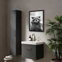 Funny Bathroom Wall Art Framed Raccoon Bathroom Pictures Wall Decor, 24"L x 16"W