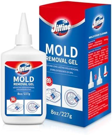 Jiffine Mold Stain Remover Gel Cleaner - Heavy Duty Cleaner for Washing Machine Seals, Grout, Caulk, Showers, and Bathroom Tile - 8 Fl Oz