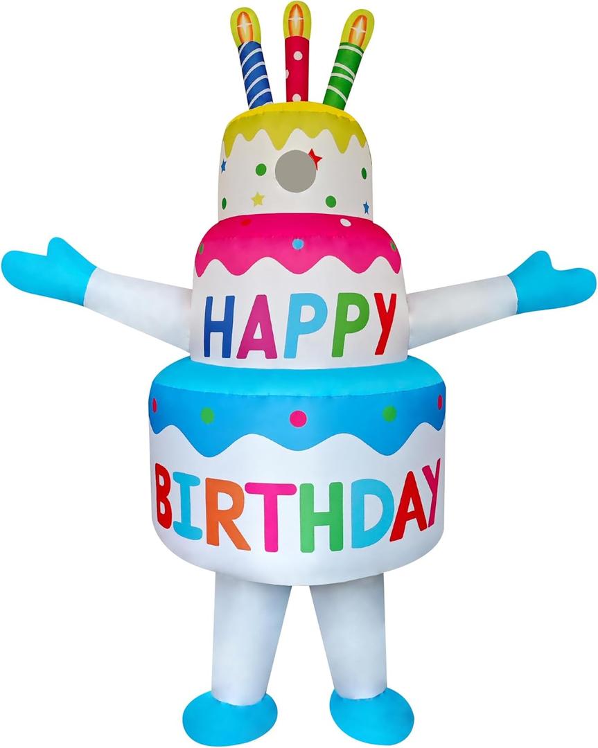 Funny Inflatable Birthday Cake Costume Cosplay Blow-Up Suit/Outfit for Adult/Birthday/Halloween/Christmas, 16.02 x 12.48 x 7.13 in