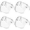 4 Pack Face Shield with Glasses, Face Mask Shield Anti-Fog Clear Ultra Clear Reusable Protective Plastic Face Shield Mask Droplet Splash Guard for Women Men Kids