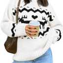Saodimallsu Womens Oversized Christmas Sweaters Crewneck Chunky Reindeer Knit Long Sleeve Santa Xmas Pullover Sweater (Medium, White)