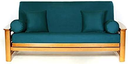 Royal Heritage Home 100% Cotton Full Size Futon Cover - Dark Teal - Washable Zippered Sofa Furniture Bed Mattress Covers - Armless Couch Zipper Slipcover Protector/Encasement