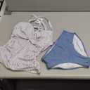 B2prity Women's Ruched Tankini Swimsuits V Neck Wrap Tie Back Two Pieces Swimwear Tummy Control Bathing Suit (Blue Striped), Small