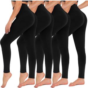 CAMPSNAIL 4 Pack Leggings for Women - High Waisted Tummy Control Yoga Pants for Workout Gym Black Leggings Plus Size Dance (Large-X-Large)