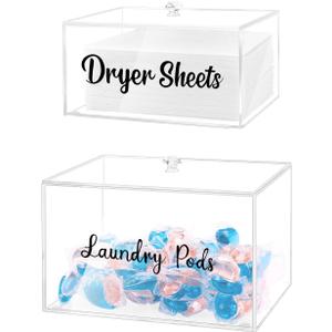 Generic VOTLEVT Acrylic Dryer Sheets Holder and Laundry Pods Container Set, Laundry Room Organization and Storage, Dryer Sheet Container and Laundry Pods Holder Set, XiYiNingZhuHe002
