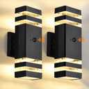 DASTOR Motion Sensor Outdoor Wall Lights 2 Pack, Dusk to Dawn Outdoor Lighting, 2-Layer Exterior Porch Light Fixtures, Up and Down Outside Lights for House Garage