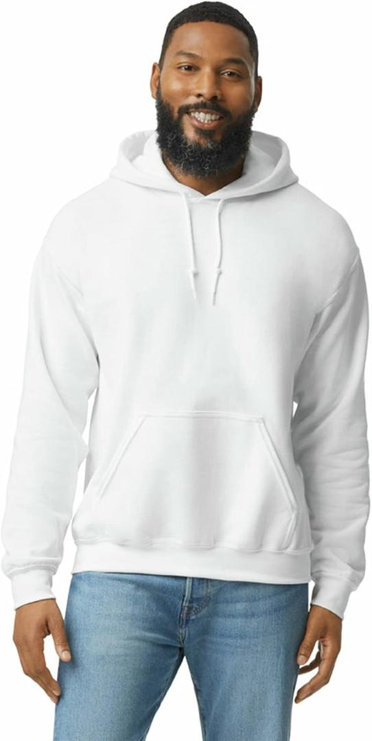 Gildan Adult Fleece Hooded Sweatshirt, Style G18500 (Medium, White (1-pack))