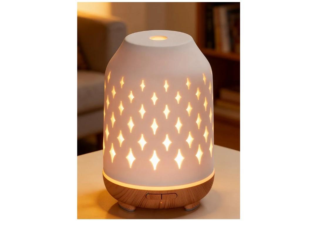 InnoGear Aromatherapy Diffuser, 150ml Ceramic Diffuser Ultrasonic Humidifier Cool Mist Essential Oil Diffusers for Home Air Diffuser with 2 Mist Modes Waterless Auto Off, White