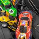 2-in-1 Slot Car Race Track Set with 4 High-Speed Cars, Electric Track, Dual Racing Game with 2 Controllers, Circular Overpass Design Featuring Flash Tracks. Toy Gift for Boys Kids Ages 4-6 6-8 8-12