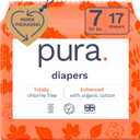 Pura Size 7 Eco-Friendly Diapers (33+lbs) Totally Chlorine Free (TCF) Hypoallergenic, Soft Organic Cotton Comfort, Sustainable, up to 12 Hours Leak Protection, Allergy UK,1 Pack of 17 Diapers