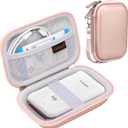 Canboc Hard Case for Canon Ivy 2/Canon Ivy/Canon Ivy CLIQ+2 CLIQ 2 CLIQ+ Mini Photo Printer Mobile Wireless Bluetooth Instant Camera Printer, Mesh Bag fit Photo Paper and Cable, Rose Gold